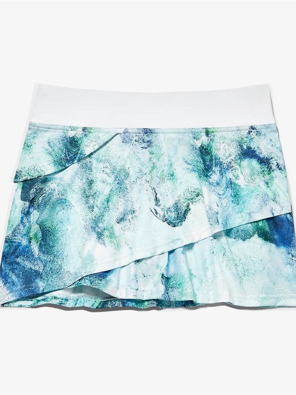 Fila Blue Green Marble Print Tiered Tennis Pickleball Skort Skirt Size Large